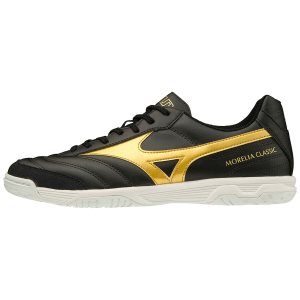 Mizuno Morelia Sala Classic Indoor Ποδοσφαιρικα Παπουτσια Ανδρικα - Μαυρα/Χρυσο Χρωμα